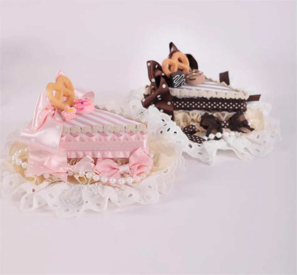 Kawaii Cake Lolita Girl Trim Bow Haarspeld Hoed Clip Meisjes Haarspeld Vrouwen Meisje Haarspeldjes