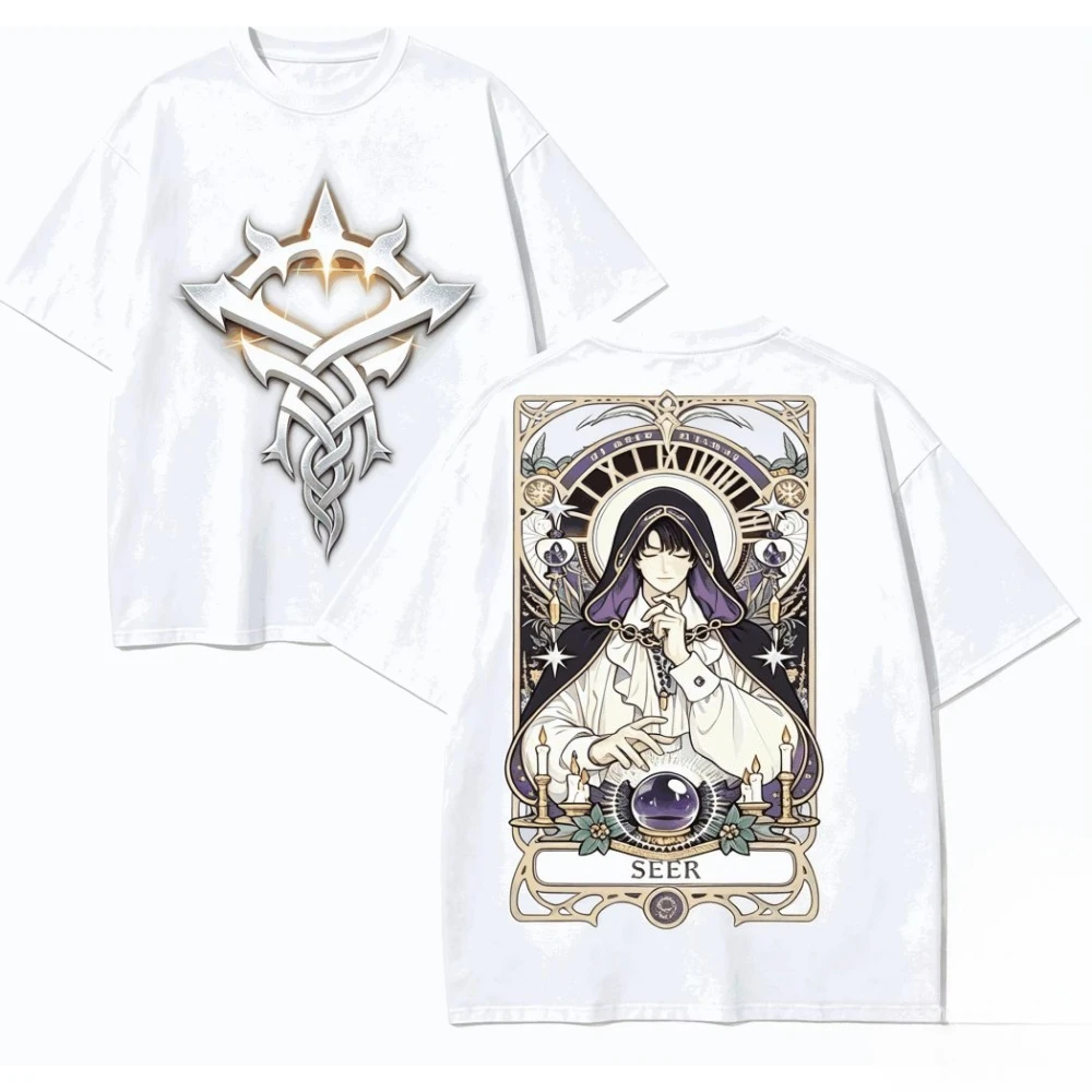 Lord of Mysteries Graphic Washed Cotton T‑shirt Unisex Anime Lover Harajuku High Street Retro Oversized Short Sleeve Casual Tops