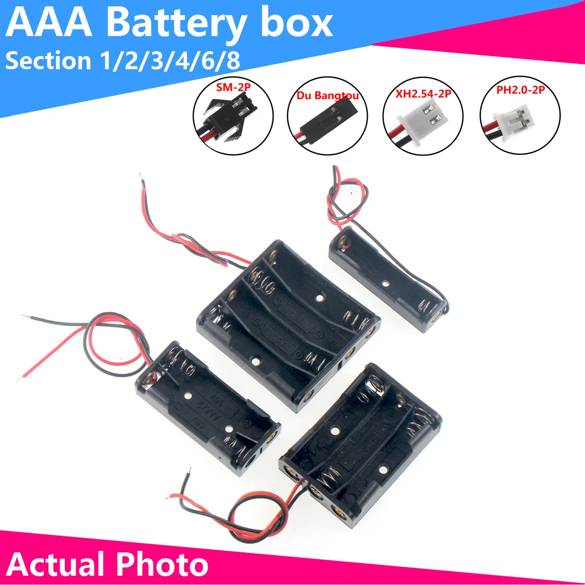 

2X 3X 4X AAA Waterproof battery box with cover and switch Four AA boxes with switch battery box