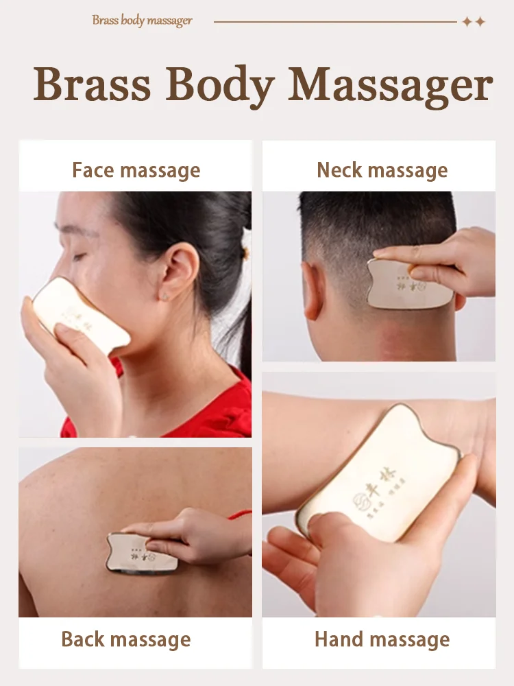 Free custom logo Gua Sha Board Guasha Massage for Face Copper Body Massager Facial Scraping Plate SPA Guasha Scraper