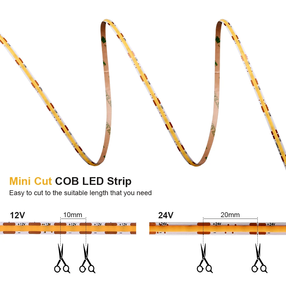 5mm Superdünner COB LED-Streifen 400LEDs/m Hohe Dichte Flexibles LED-Band Linear Dimmbar RA90 3000K 4000K 6500K Raumdekor-Beleuchtung – Detail 3
