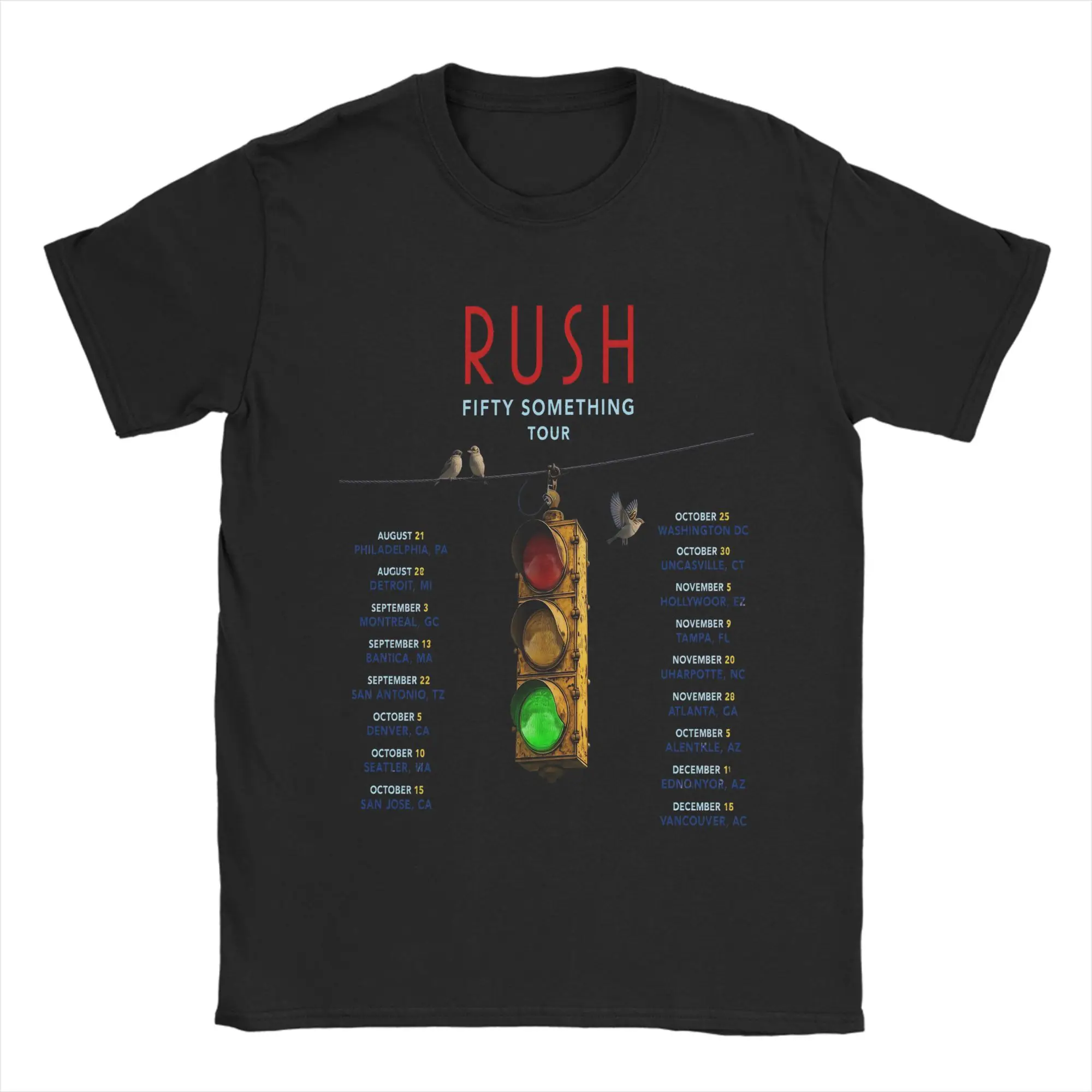 Camiseta de algodón Rush Model Black Tour Concert para hombre, camisetas estéticas de verano de la banda Rush, camisetas de Hip Hop, camisetas holgadas de gran tamaño