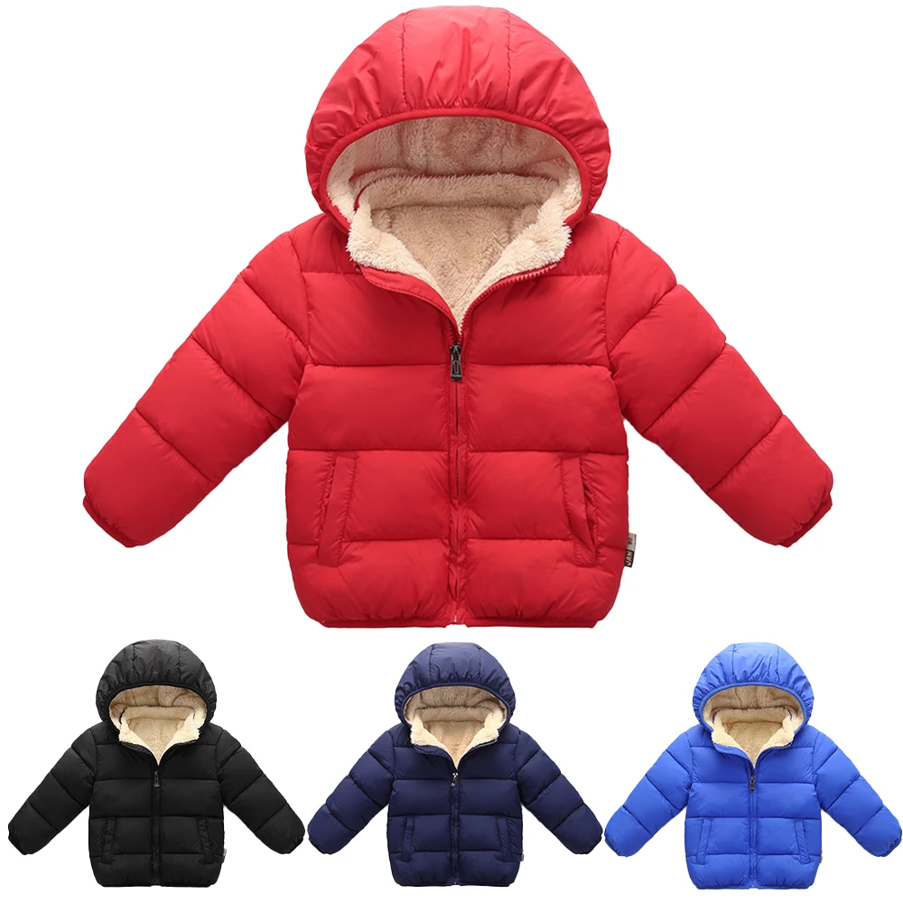 

Kids Clothes Infant Winter Warm Down Coat For Children Winter Zipper Open Front Thick Fur Hooded Jackets Girls Boys Baby Coat
