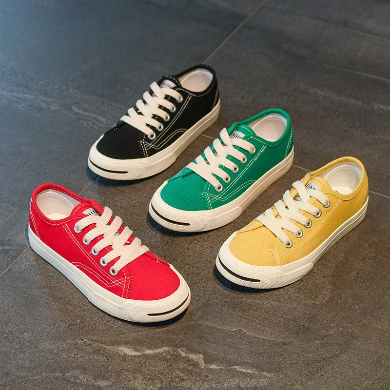 

New Spring Boys and Girls Canvas Shoes Casual Vulcanized Sneakers Children Round-Toe Skate Shoes Kids Soft-Soled Casual Shoes