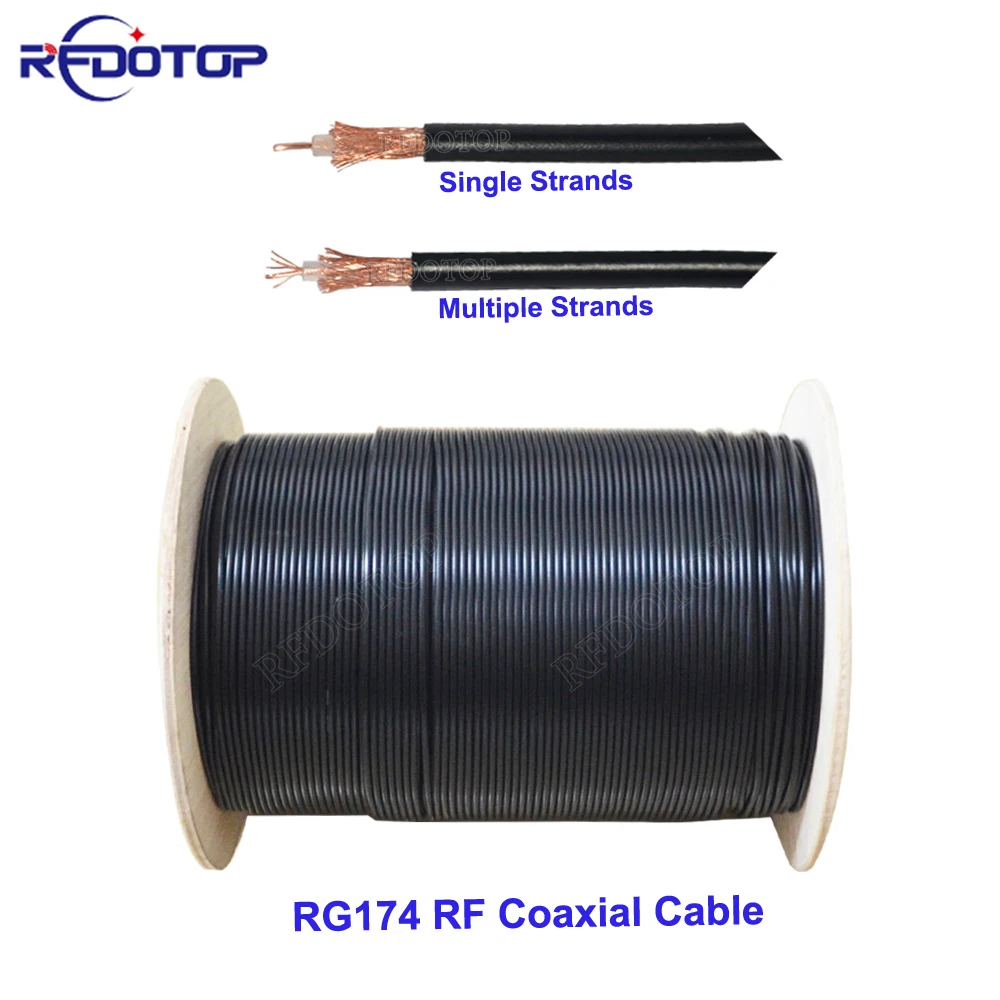 

Single/Multi Core RG174 Cable RF Coaxial 50 Ohm Bare Copper High Quality Low Loss RG-174 Pigtail for Crimp RF Wire Connectors