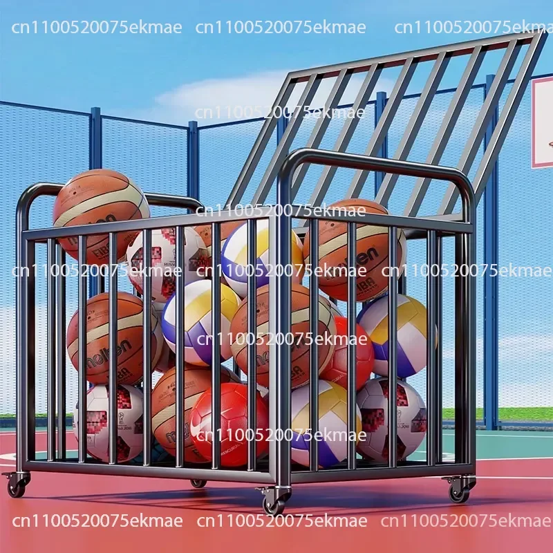 Kindergarten Basketball Storage Basket Large Capacity with Cover Outdoor Cart School Playground Ball Movable Storage Frame