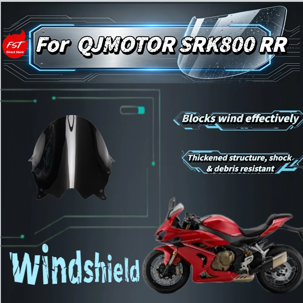 For QJMOTOR SRK 800RR, aftermarket track windshield, high-strength wind mirror, modified front windscreen fairing