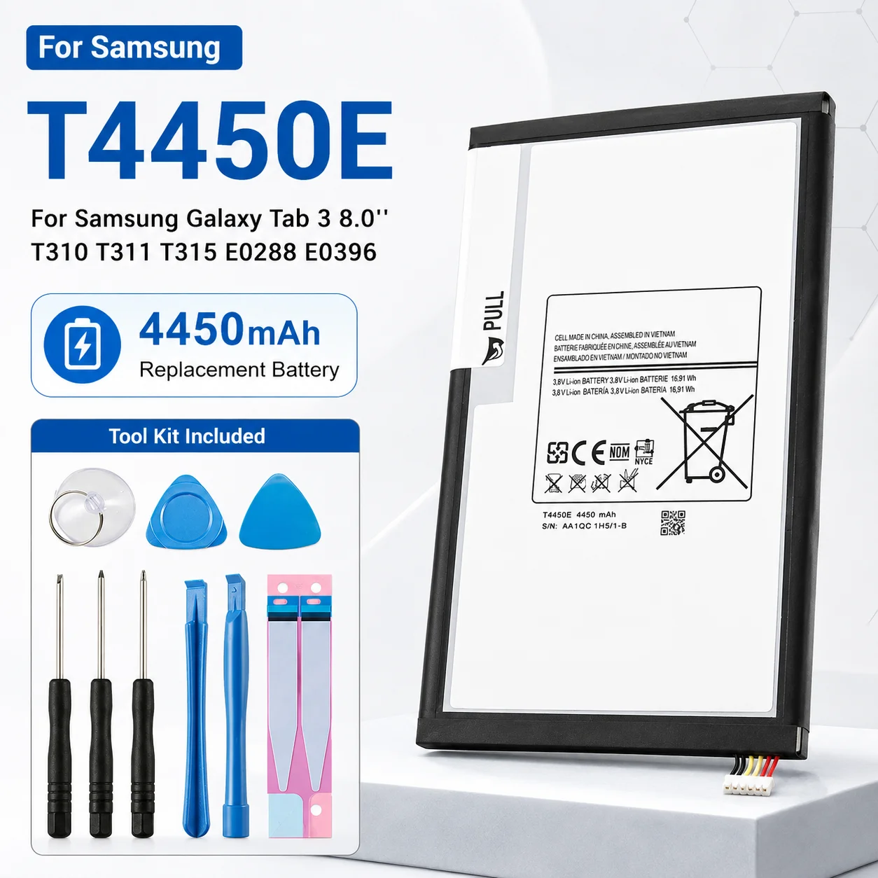 Replacement Battery T4450E 4450mAh for Samsung Galaxy Tab 3 8.0 T310 T311 T315 SM-T310 SM-T311 Stable Power Cell High Capacity