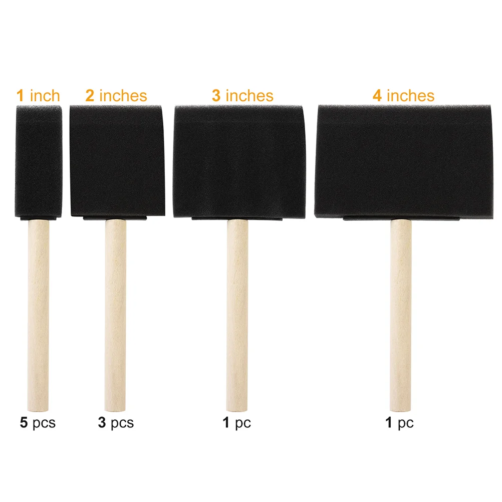 24pcs 1 Inch Sponge Wood Handle Paint Brush Set 10 Pack Lightweight Durable and Used for Acrylics Stains Varnishes Crafts