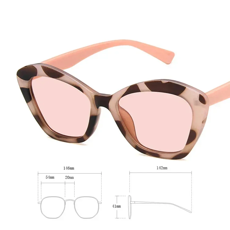 Multicolor Leopard Print Cateye Sunglasses Goggle Gafas Sol Mujer Cat Eye Sunglasses Summer Sunscreen Sun Glasses Retro Vintage