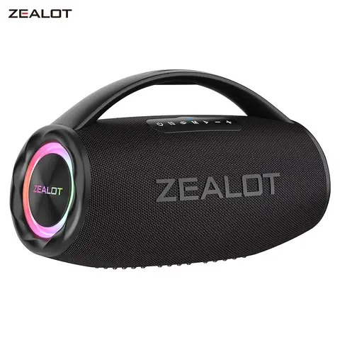 Zealot-S97 80W high power bluetooth speaker portable RGB colorful light waterproof wireless subwoofer 360 stereo surround TWS FM
