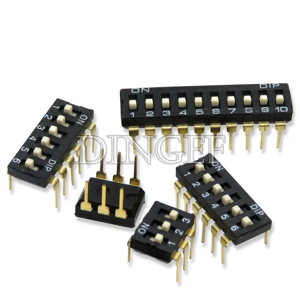 5PCS Slide Type Switch Module 1 2 3 4 5 6 7 8 10PIN 1.27 2.54mm Pitch Toggle Switch Snap Switch DIP SMD DIP Switch Connector