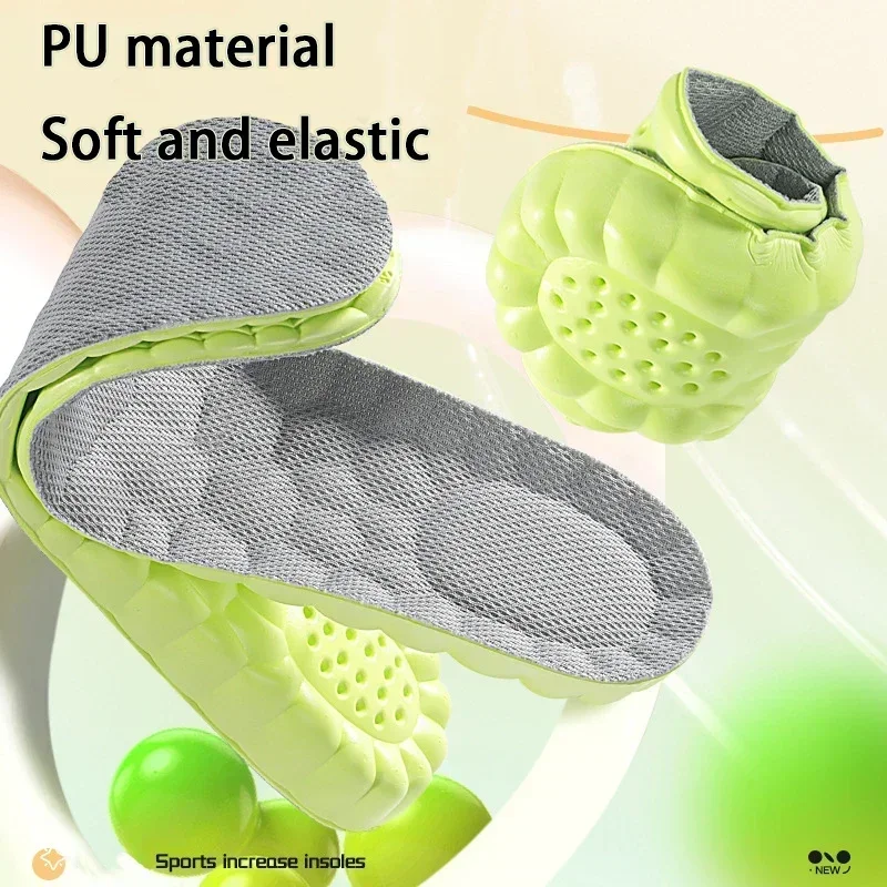 1Pair Breathable Anti-Odor Height Increase Insoles Shock Absorbing Soft Comfortable Sports Shoe Sole Insole for Extra Support