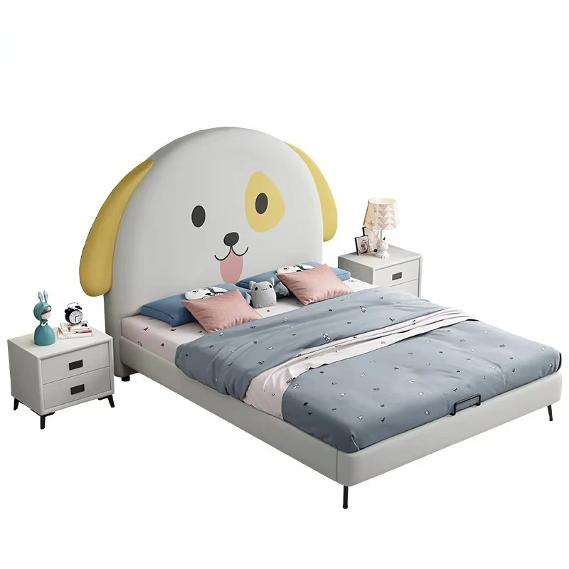 إطار سرير للأطفال عالي الجودة بجرو داخلي للأطفال سرير مفرد خشبي على شكل حيوان سرير أطفال كرتوني