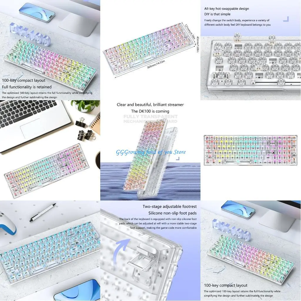 

H9EB Comfortable Wireless Mechanical Keyboard Customizable Lighting Effects Keyboard
