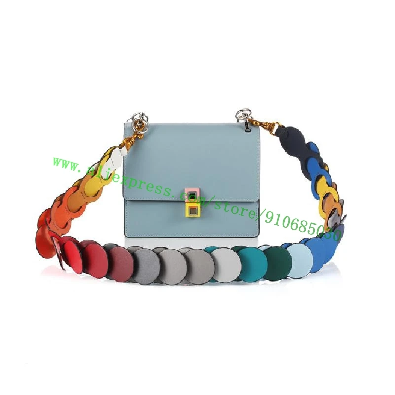 Colorful Rainbow Round Leather Bag Strap For Lady Handbag Women Purse Shoulder Carry Belt Non-adjustable