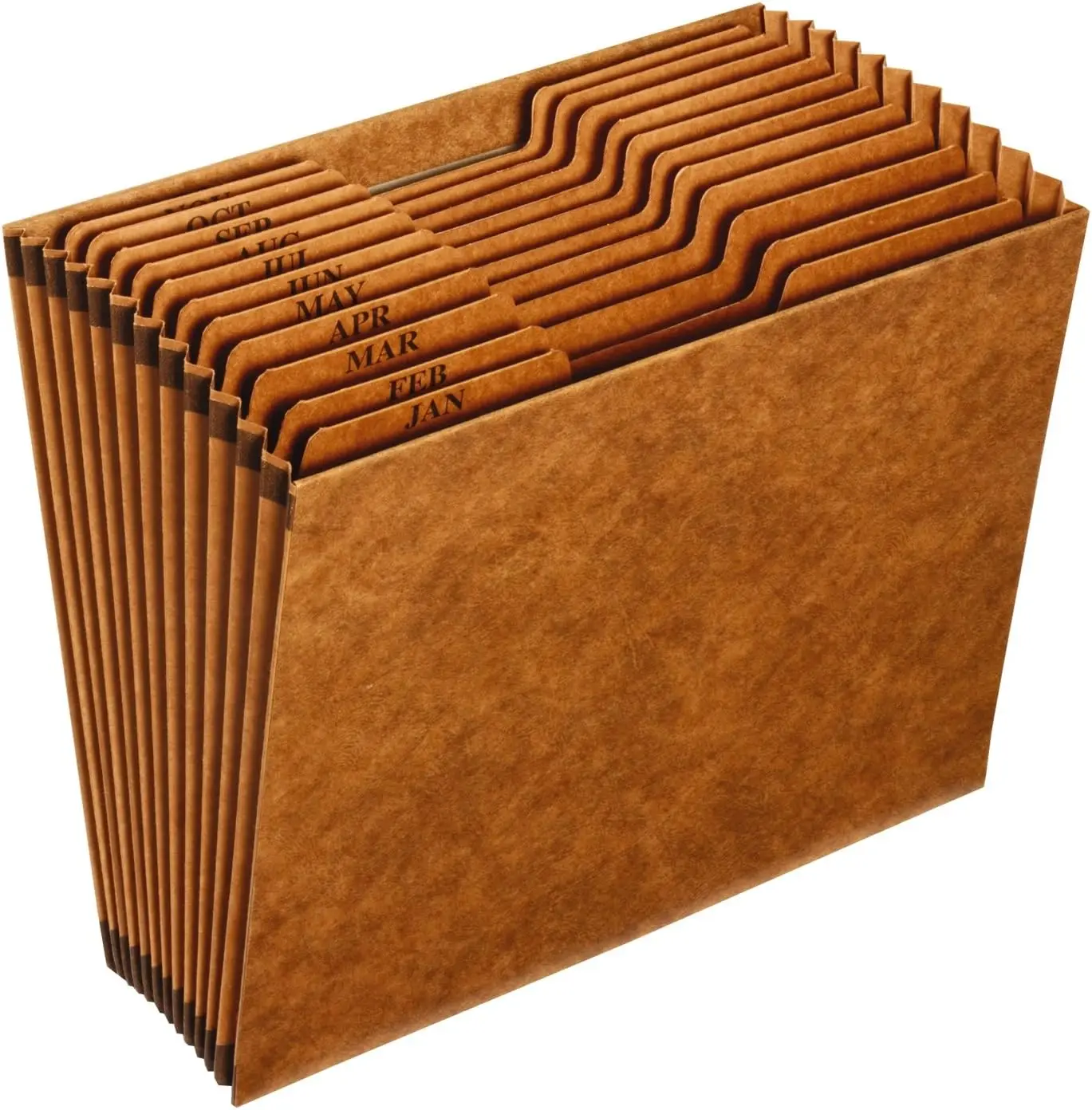 

Heavy-Duty Expanding File with 12 Pockets, Monthly Index, Letter Size, Brown - Durable and Easy Access