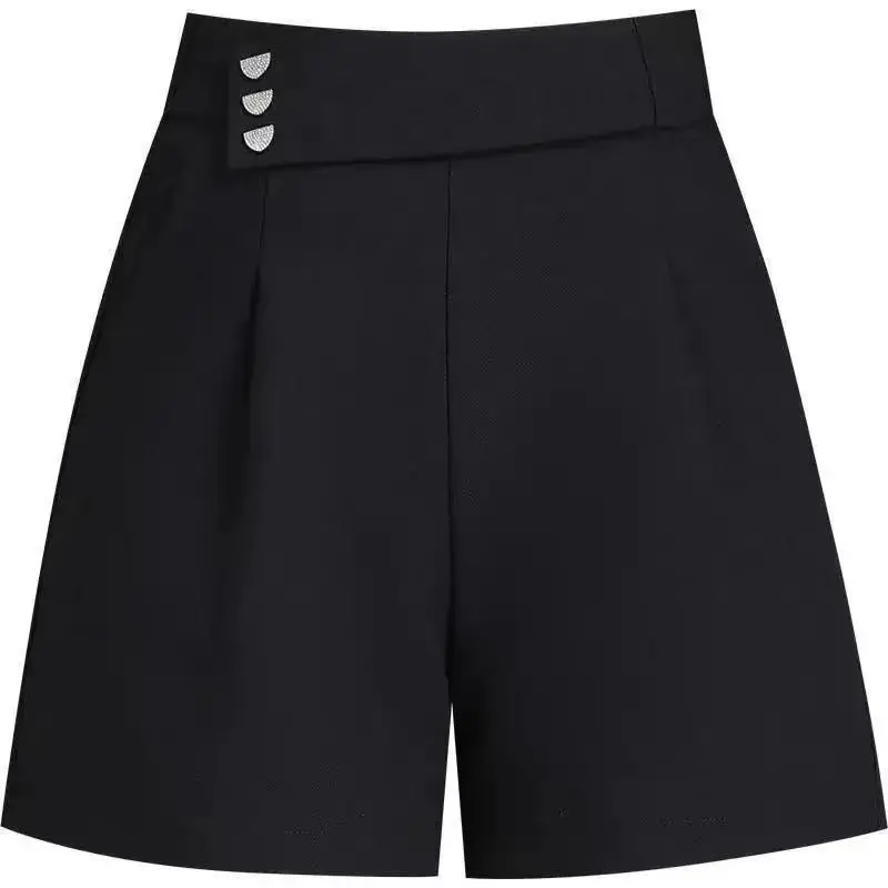 Women's Summer Black Skirt Shorts Korean Fashion New High Waist Ice Silk Loose Bottoms Sports Casual Thin Wide Leg Short Pants