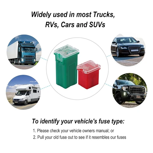 Imagen 2 del producto Kit surtido de fusibles para automóvil de 30 piezas Fusibles automotrices en forma de caja de perfil alto/estándar y bajo para camionetas, automóviles, vehículos recreativos y SUV