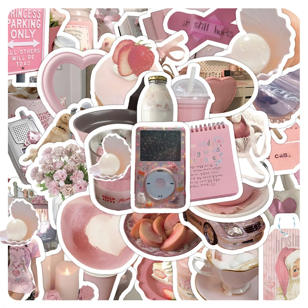 

10/30/50pcs Ins Style Pink Cute Stickers DIY Cake Cartoon Decal Suitcase Water Bottle Notebook Laptop Toy Sticker for Kids Girls