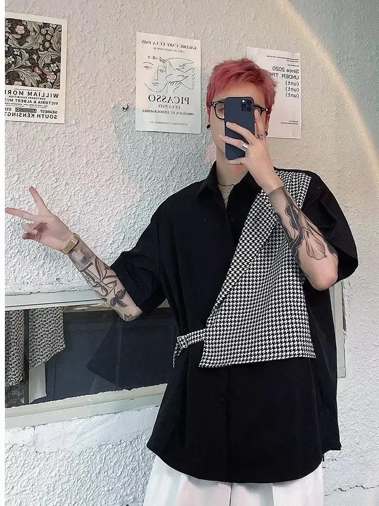

Shirts for Men Black Man Shirt Half Sleeve Vintage Tops New in Summer Designer Fashion 2025 with Sleeves Sale Elegant Original