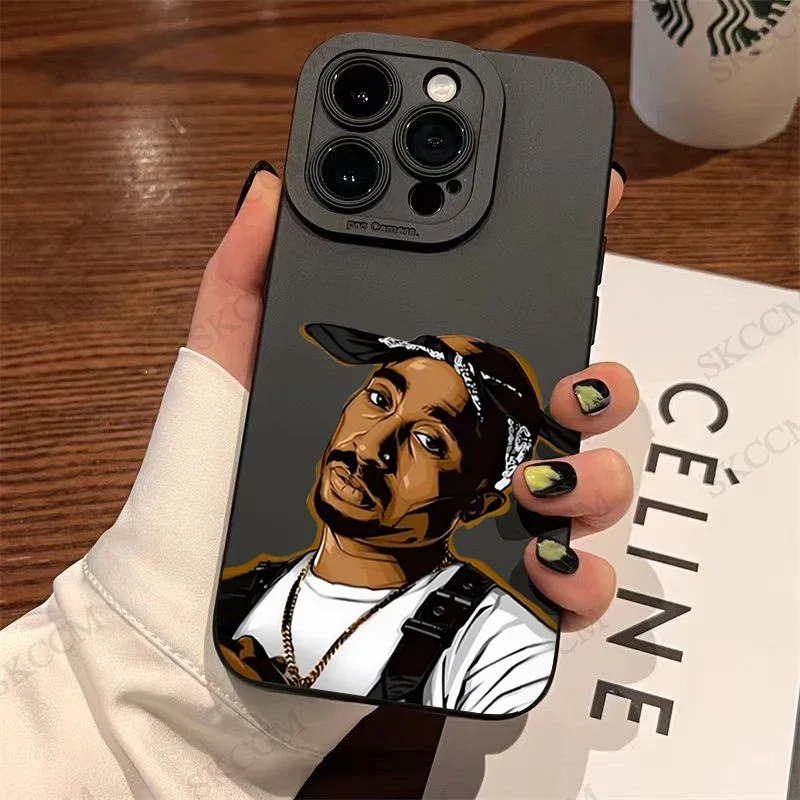 Rapper 2pac Singer Tupac Phone Case For iPhone 15 14 13 12 11 Pro Max Mini X XR XS Max 7 8 Plus Matte Shockproof Back Cover