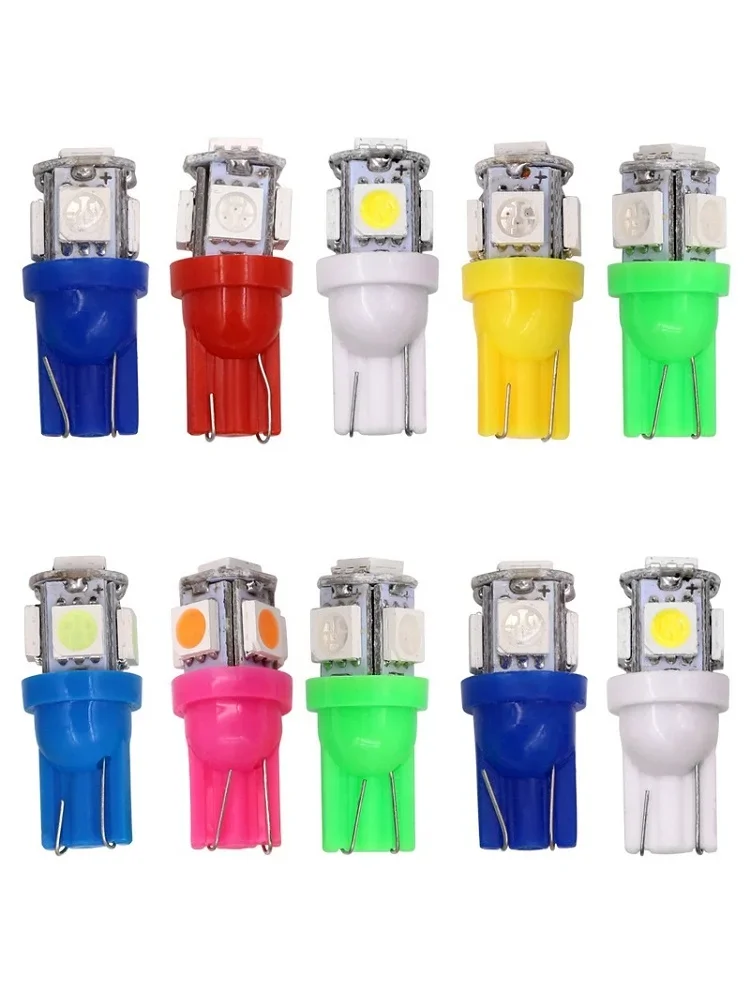 

10/6/2X T10 LED W5W 5050 5SMD Светодиодный внутренний светильник автомобиля Лампа номерного знака Поворотные лампы 5w5 t10 Белый Красный Желтый Зеленый Розовый Синий 12 В