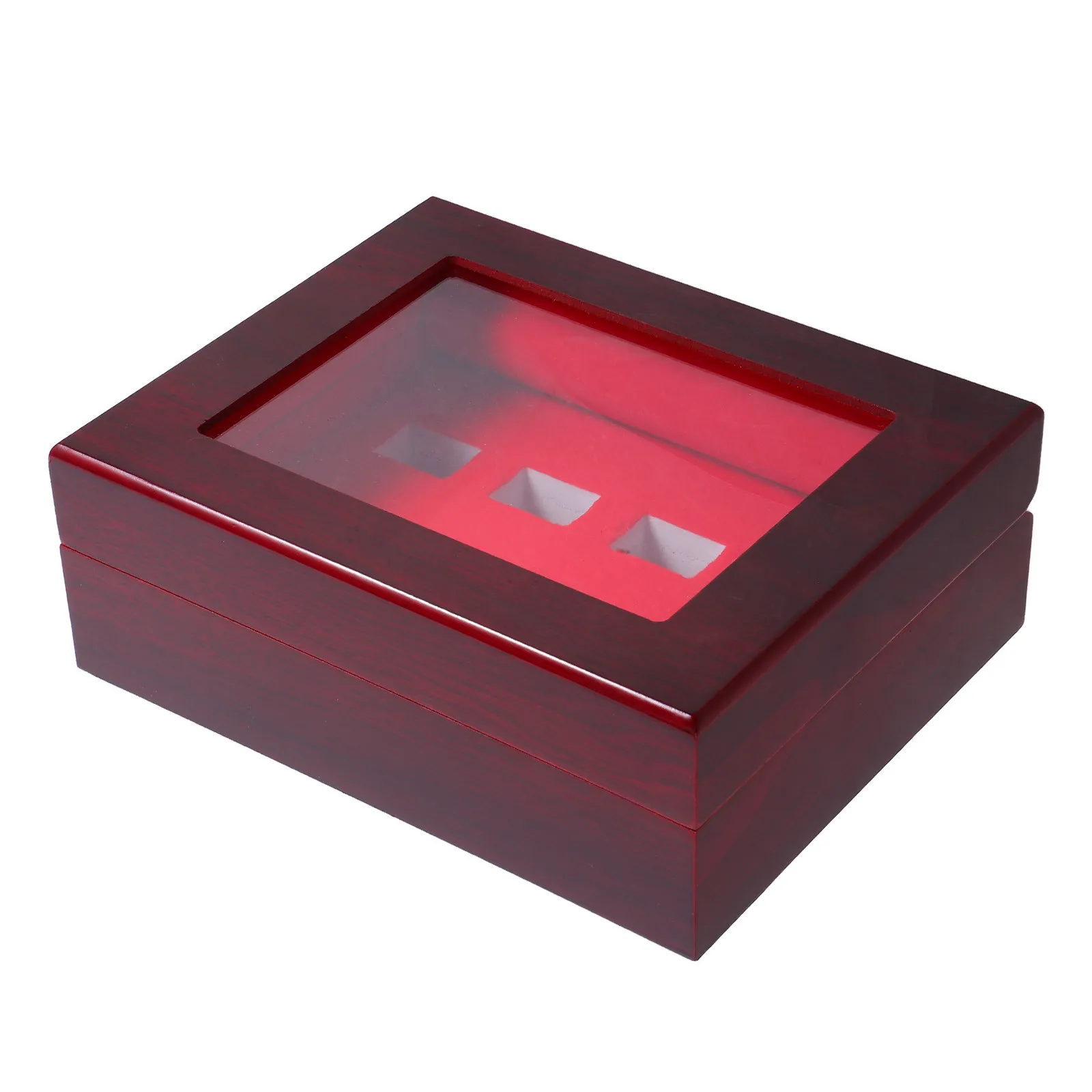 

Деревянный футляр для демонстрации колец, винтажный органайзер для чемпионских колец по бейсболу и софтболу, многосекционная шкатулка для украшений для предложения руки и сердца