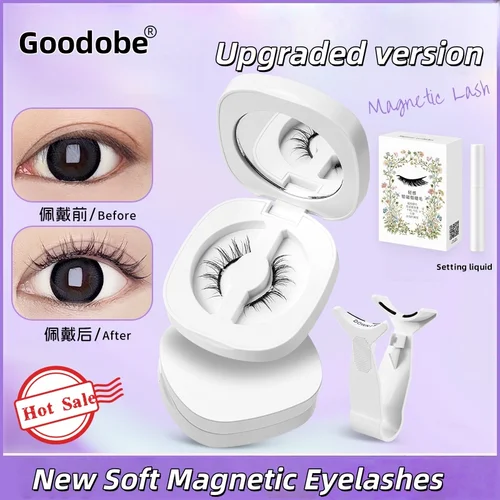 Imagen 2 del producto Nuevo juego de pestañas magnéticas suaves y calientes, 1 par, pestañas postizas reutilizables sin necesidad de pegamento con pinzas magnéticas, pestañas postizas rizadas