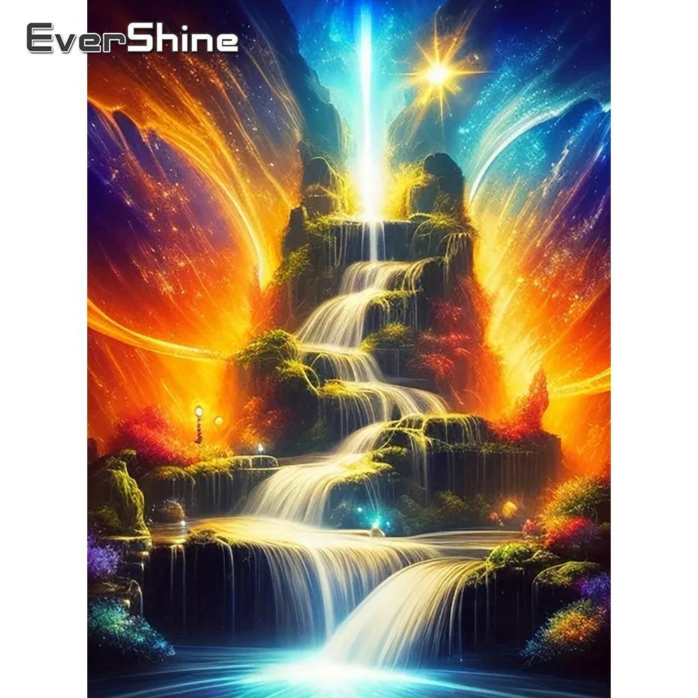 

Evershine Diamond Embroidery Waterfall Full Drill Cross Stitch Set Painting Landscape Rhinestones Mosaic Tree Wall Decor