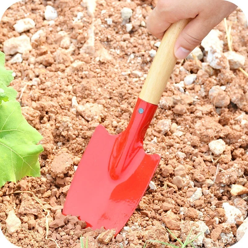 Pala de jardín pequeña, pala de mano con mango de madera, pala multifuncional para plantar plántulas, herramientas de aflojamiento de suelo