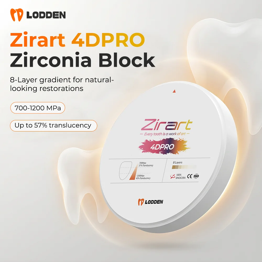 Lodden Dental Lab 4D PRO Zirconia Block 98mm Multilayer Zirconia Disc Block Vita 16 Colors Dental Cad Cam Dental Materials