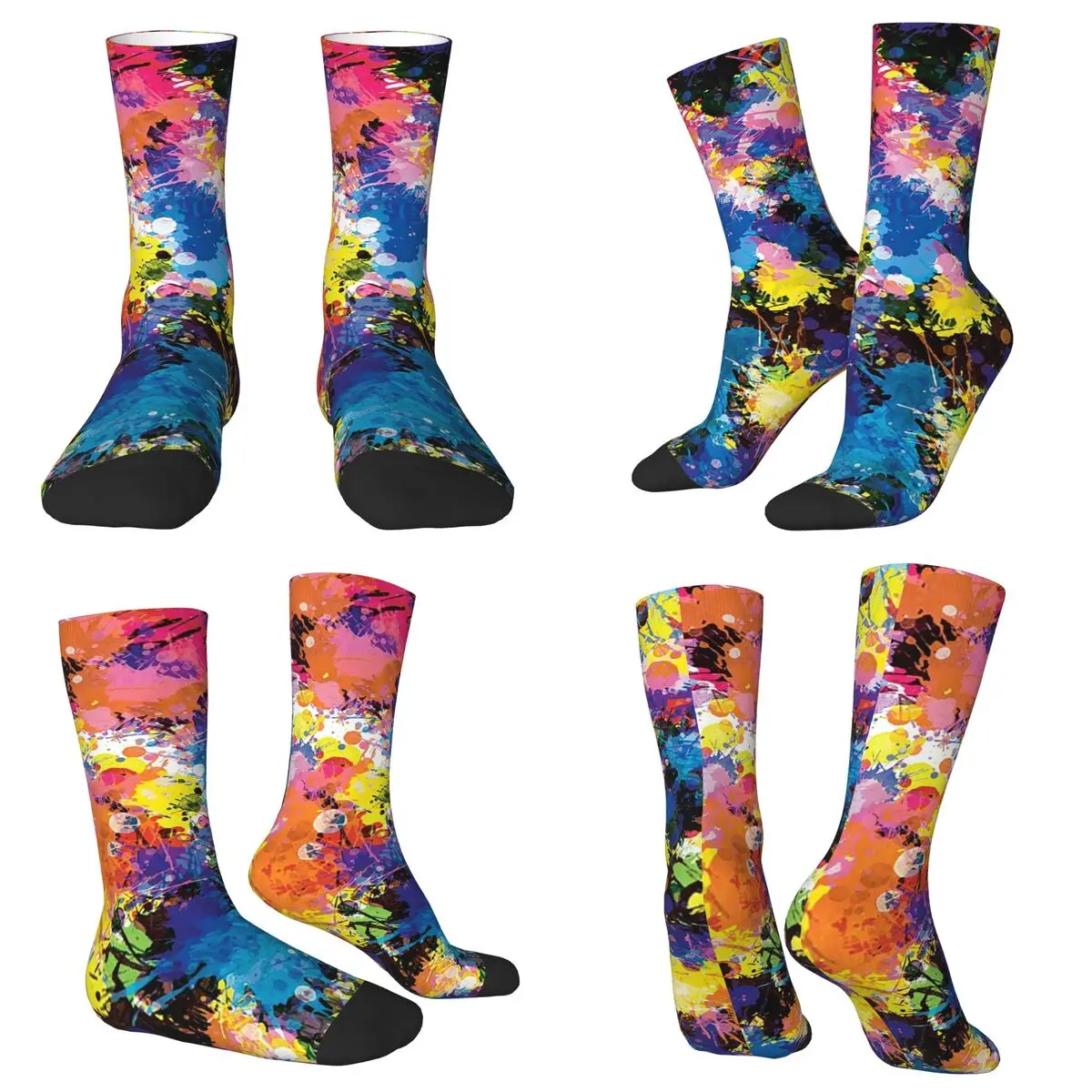 All Seasons Crew Stockings Abstract Colorful Splatter Socks Casual Long Socks for Men Women Valentine's Day Gifts