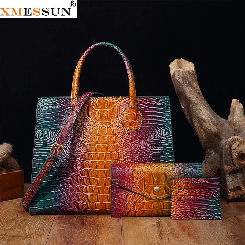 XMESSUN Women New Crocodile Pattern Tote Bag,Fashion Commuter Handbag Europe and America Female Shoulder Crossbody Bag Card Bag