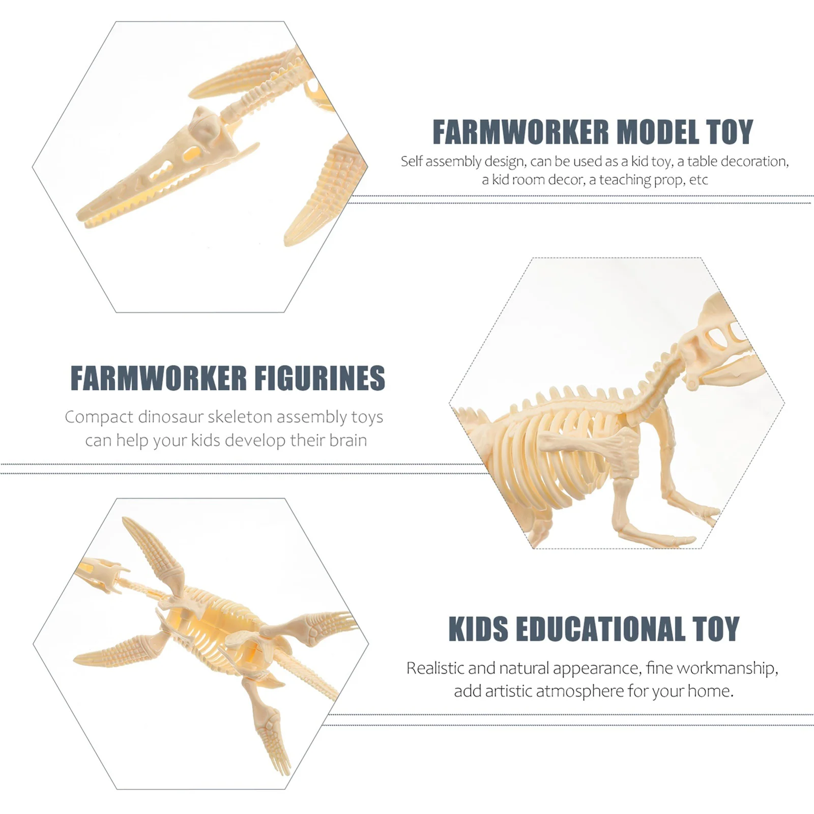 7 Pcs Dinosaur Toy Children’s Toys Animal Bones Real Assembly Figurine Manual Gift Skeletons Figure Plastic Model