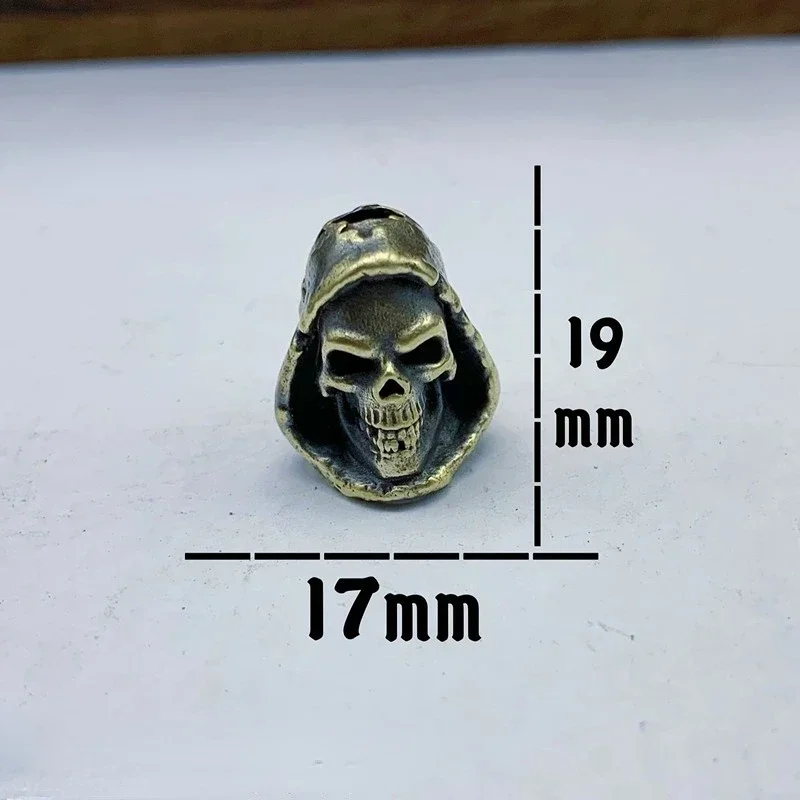 Brass Cloak Sickle Grim Reaper Knife Paracord Bead Hood Death Skull Head Umbrella Rope Pendant Outdoor EDC DIY Lanyard Accessory