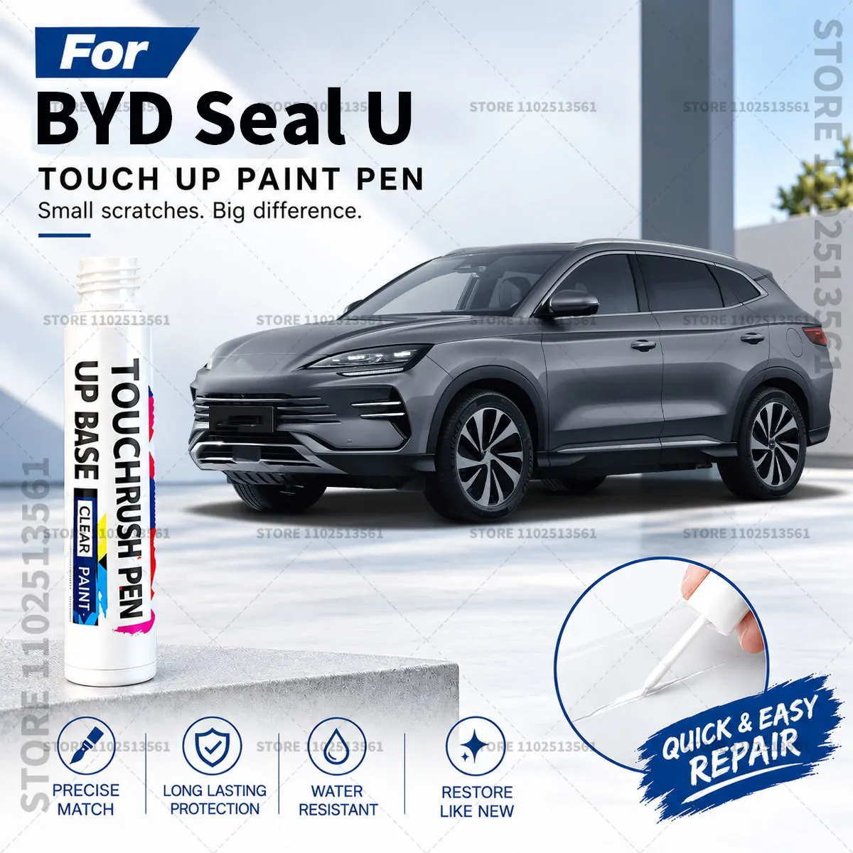 For BYD Seal U 2023-2025 Car Paint Touch Up Pen Scratch Repair Remover Auto Body Repair Marker Waterproof Car Paint Repair Tool