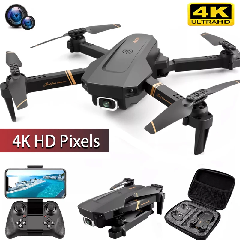 V4 RC Drone 4K/1080P HD Wide Angle Camera WiFi Fpv Dual Camera Foldable Quadcopter Real Time Transmission Helicopter Toy