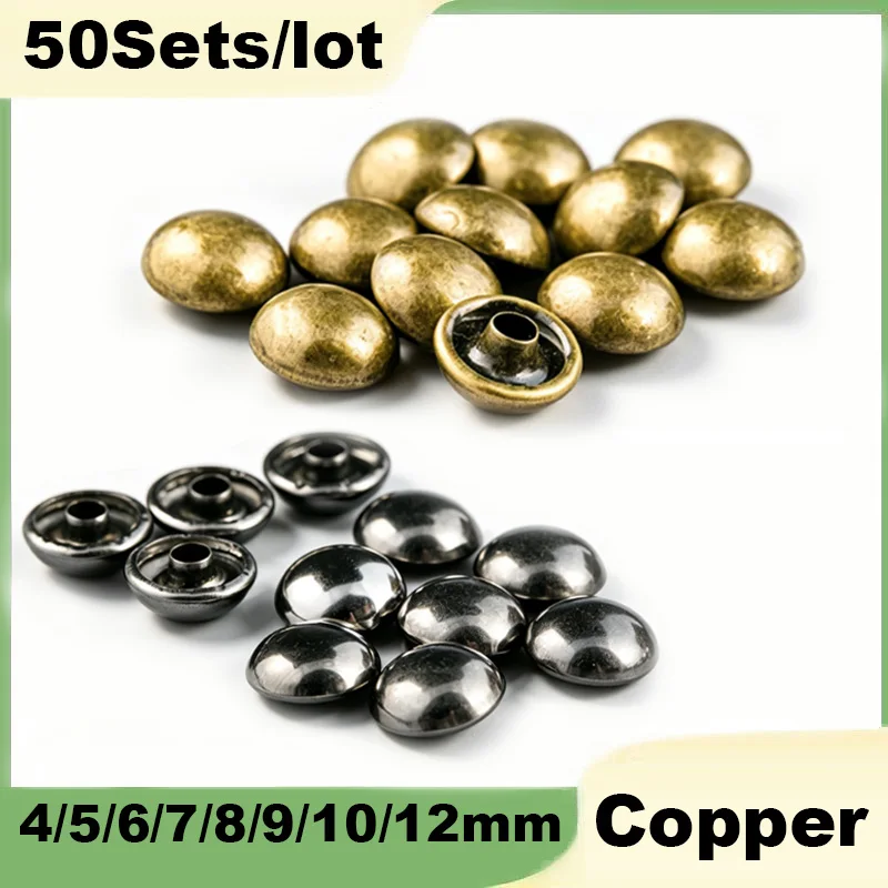 50Sets/lot 4/5/6/7/8/9/10/12mm Round Double Cap Rivets Leather Craft Stud Repair Tool DIY Sets