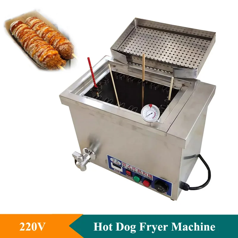 Commercial Hot Dog Fryer Machine 220V Stainless Steel Food Fryer Large Capacity Cheese Hot Dog Fryer For Snack Bar