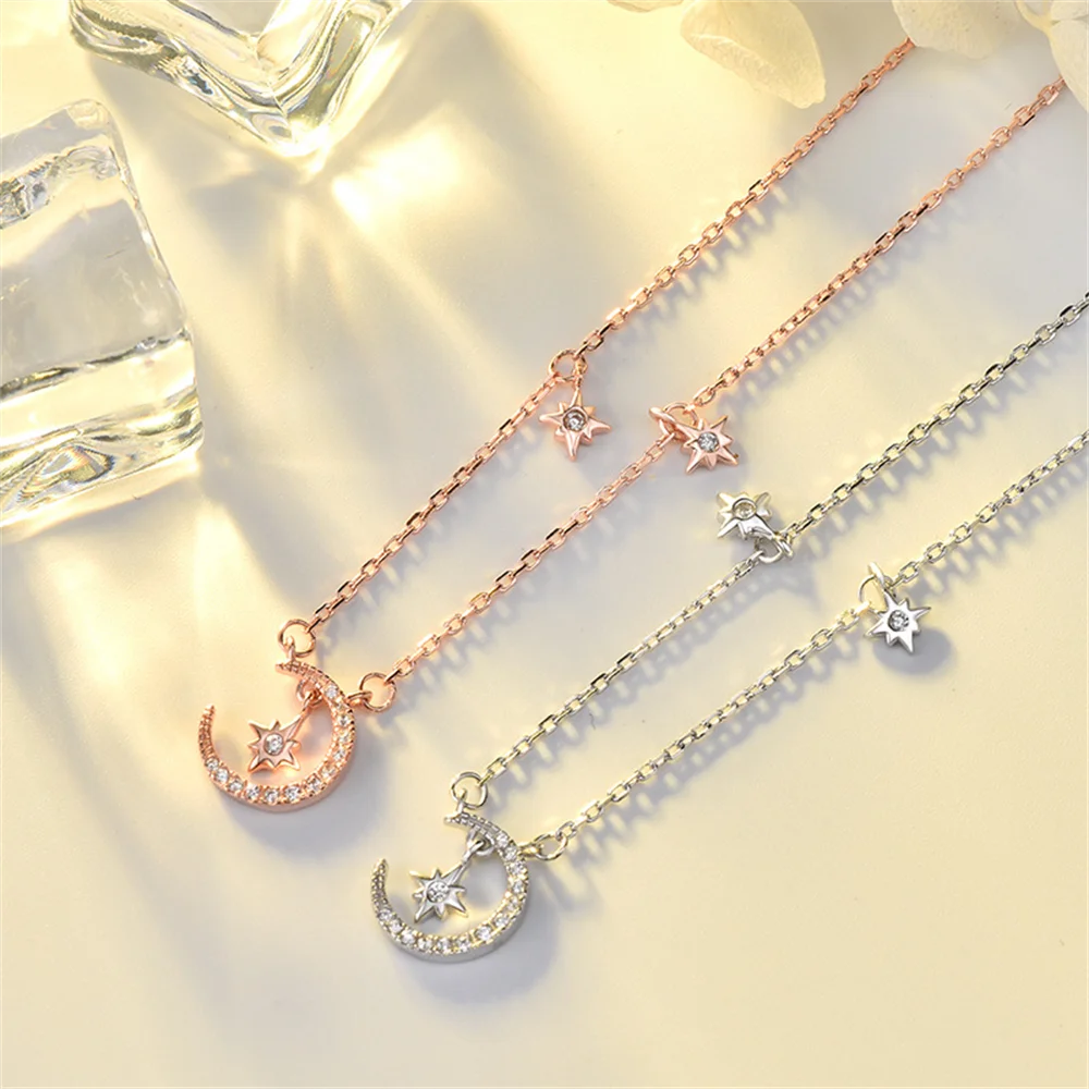 

Korean INS Light Luxury Necklace, S925 Sterling Silver, Star-Moon Design Summer Premium Women's Collarbone Jewelry