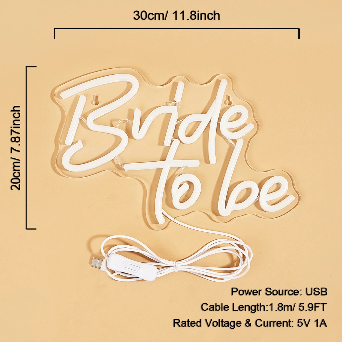 Chi-buy LED Neon Bride To Be USB Powered Neon Signs Night Light 3D Wall Art & Game Room Bedroom Party Decor Lamp Signs