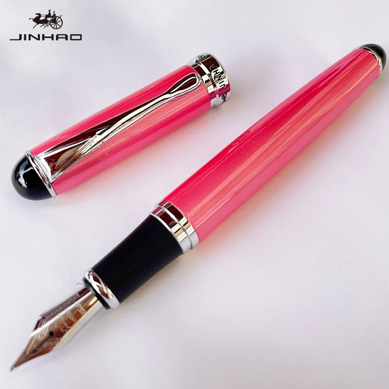 1 PCS Jinhao X750 Fountain Pen Set Medium Nib With Ink Converter Silver Trim Fancy gift calligraphy writing pen