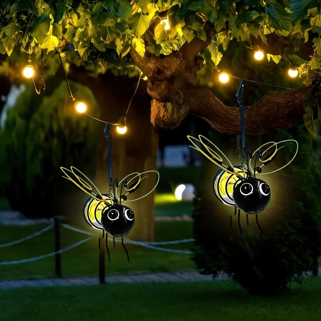 

Solar Powered Insect Lamps Bees Shape Solar Latern Outdoor Waterproof for Decorative Purposes in Lawns Garden Patios Porches 2PC