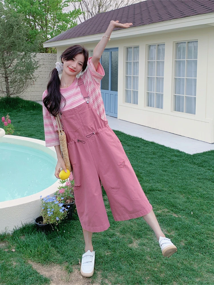 

Elegant Pink Bib Pants Women's Summer 2026 New Small Size Lazy Style This Year's Popular One-Piece Overalls Commute Workwear