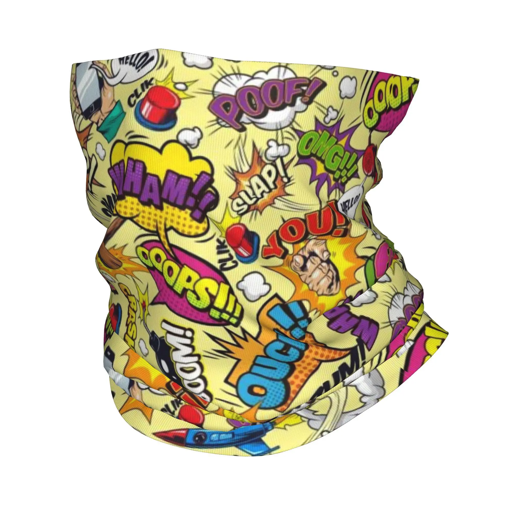 Custom Comic Book Bandana Neck Gaiter UV Protection Face Scarf Cover Women Men  Headband Tube Balaclava