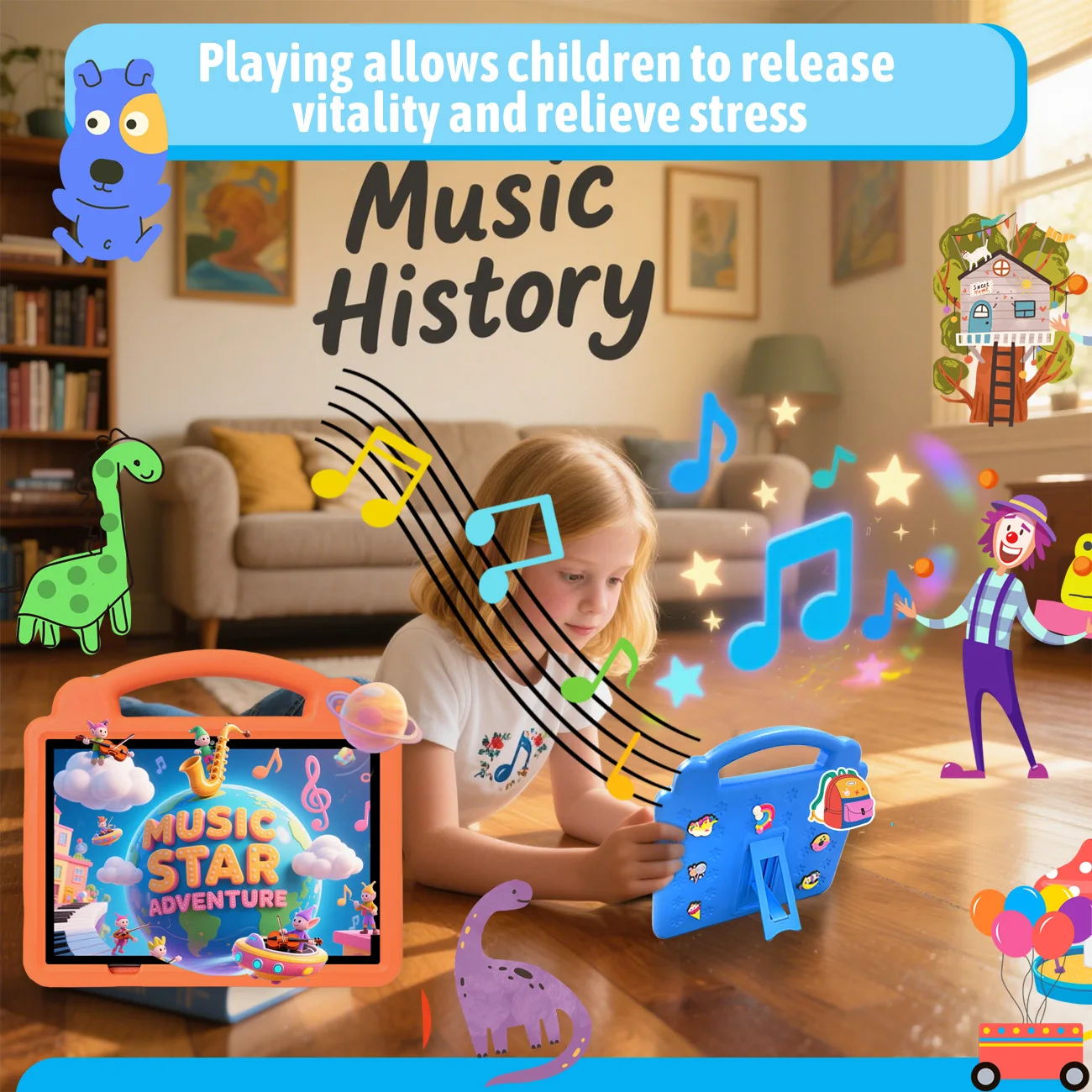 New Cartoon Pattern Kids Tablet 10.1 Inch Android Learning Education Games Tablets with Parent Control ，Children's Gifts