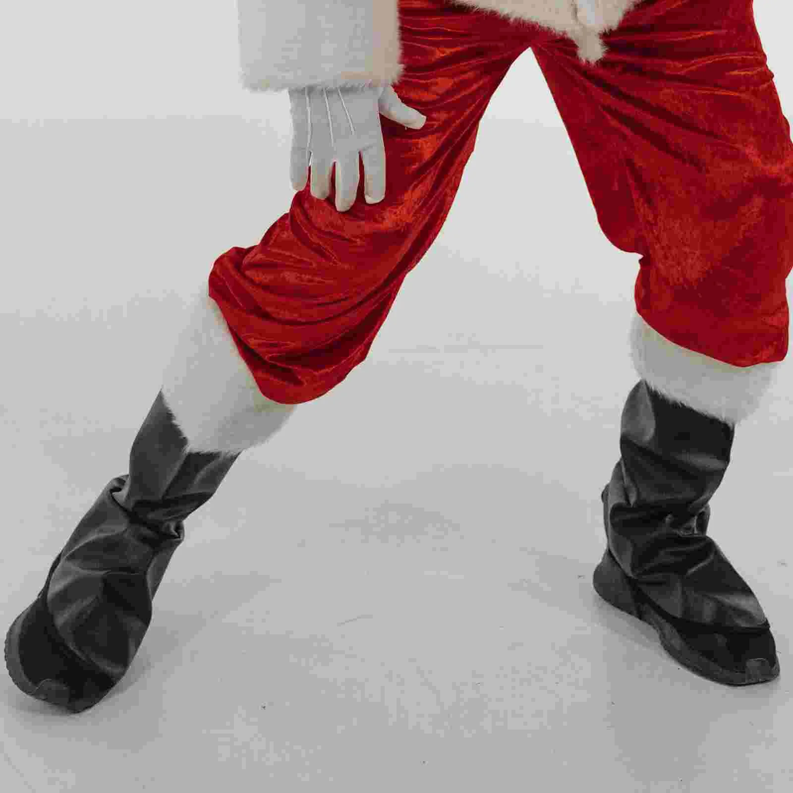 Stivali di pelliccia Copertine di Babbo Natale (nere) Scarpe cosplay Accessori Costume da festa per bomboniere natalizie per adulti Decorativi natalizi