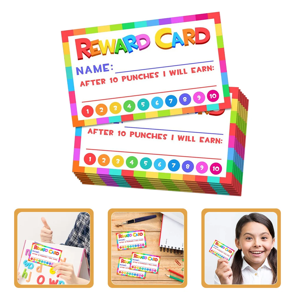 50 Pcs Reward Card Behavior Punch Cards Classroom Small School Coated Paper for Children