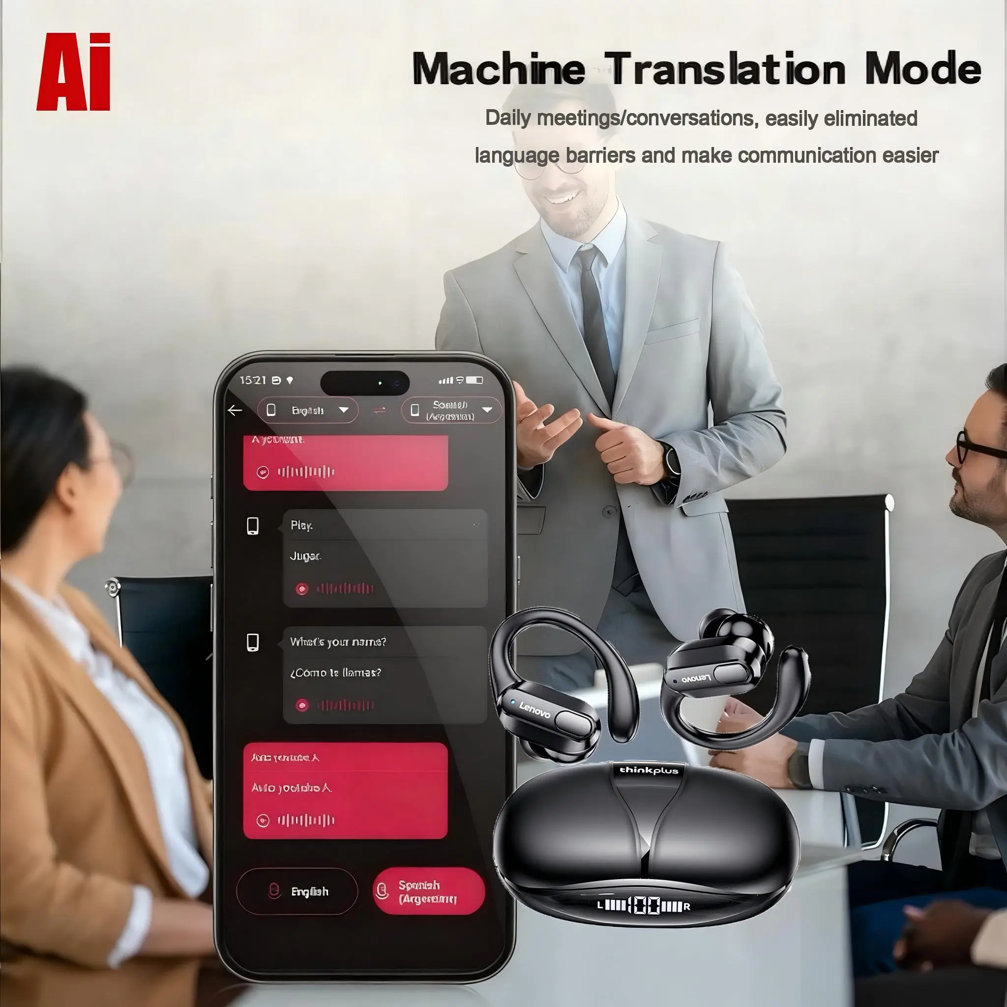 [ماعات أذن مترجم AI] سماعة أذن لينوفو ثينك بلس XT80 سماعة لاسلكية تعمل بالبلوتوث رياضية للحد من الضوضاء سماعة أذن HiFi ستيريو للألعاب